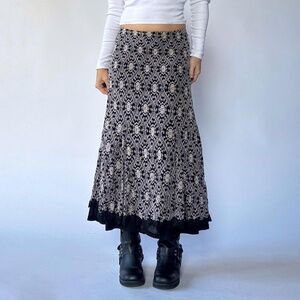 Midi Skirt Floral Print Low Waisted Y2K